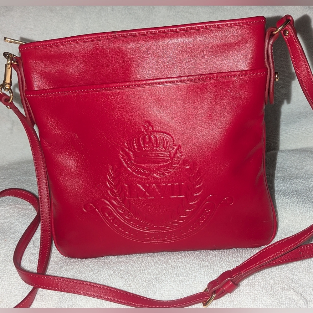 Lauren Ralph Lauren Stockbridge Flat Red Crossbody Bag.